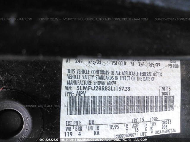 5LMFU28R83LJ15728 - 2003 LINCOLN NAVIGATOR BLACK photo 9