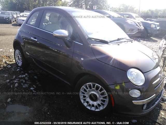 3C3CFFCR4CT384076 - 2012 FIAT 500 LOUNGE Dark Brown photo 1