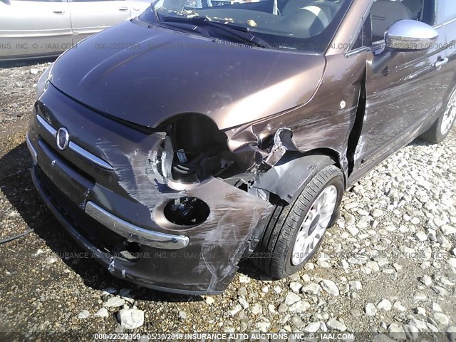 3C3CFFCR4CT384076 - 2012 FIAT 500 LOUNGE Dark Brown photo 6