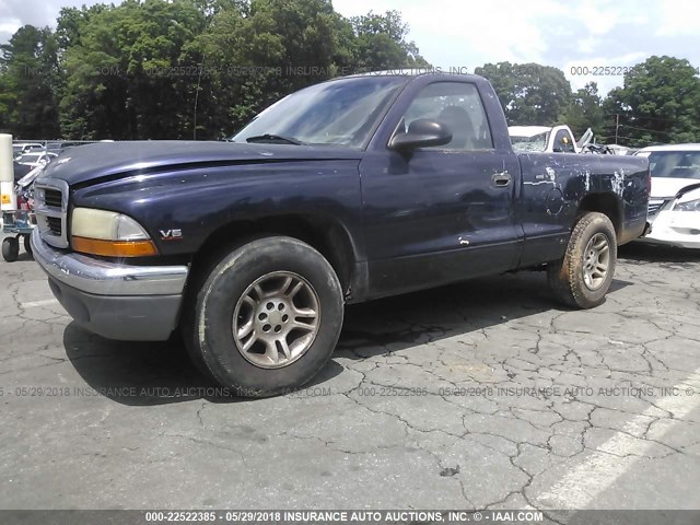 1B7FL26X9XS195564 - 1999 DODGE DAKOTA BLUE photo 2