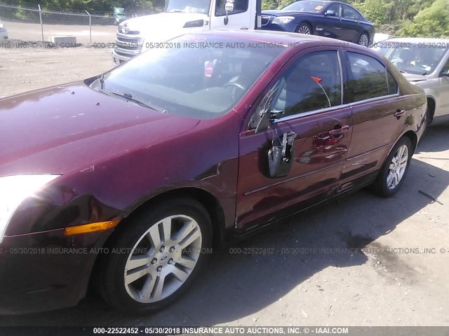 3FAFP08Z16R112877 - 2006 FORD FUSION SEL MAROON photo 6