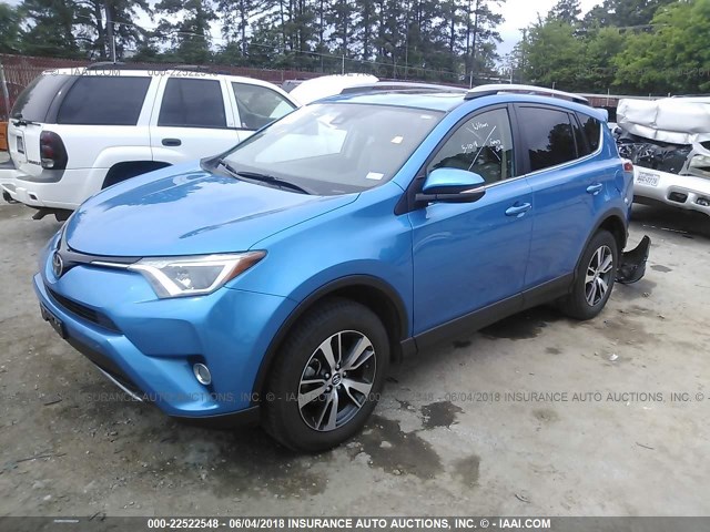 JTMWFREV7HD100117 - 2017 TOYOTA RAV4 XLE BLUE photo 2