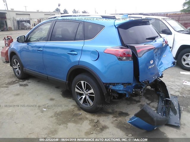 JTMWFREV7HD100117 - 2017 TOYOTA RAV4 XLE BLUE photo 3