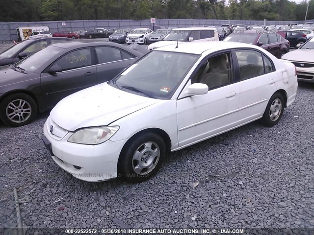 JHMES96675S014049 - 2005 HONDA CIVIC HYBRID WHITE photo 2