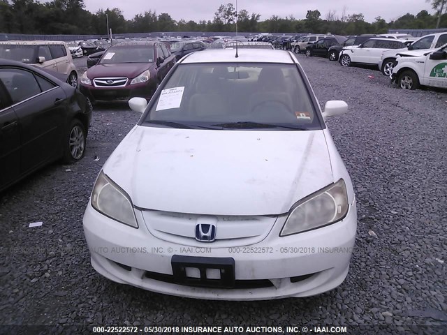 JHMES96675S014049 - 2005 HONDA CIVIC HYBRID WHITE photo 6