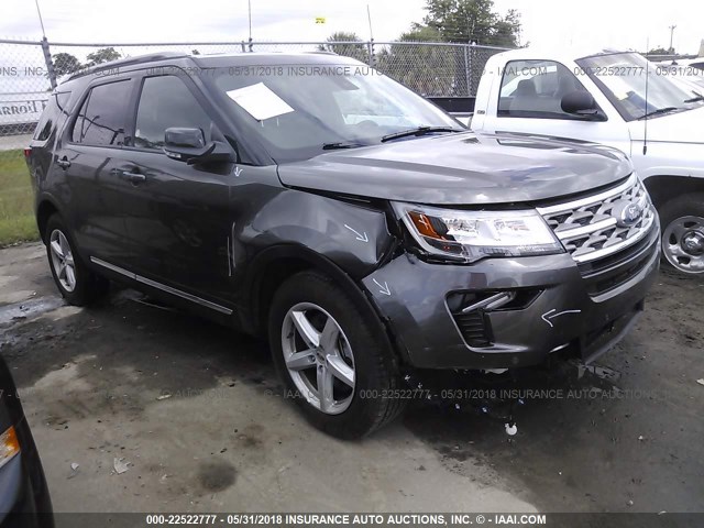 1FM5K7D81JGA85329 - 2018 FORD EXPLORER XLT GRAY photo 1