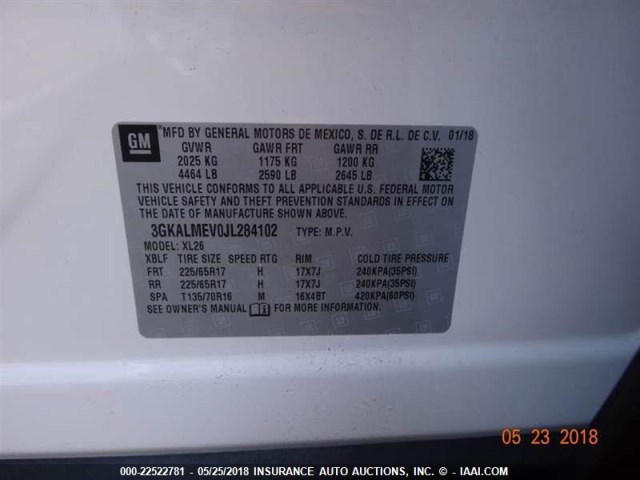 3GKALMEV0JL284102 - 2018 GMC TERRAIN SLE WHITE photo 16