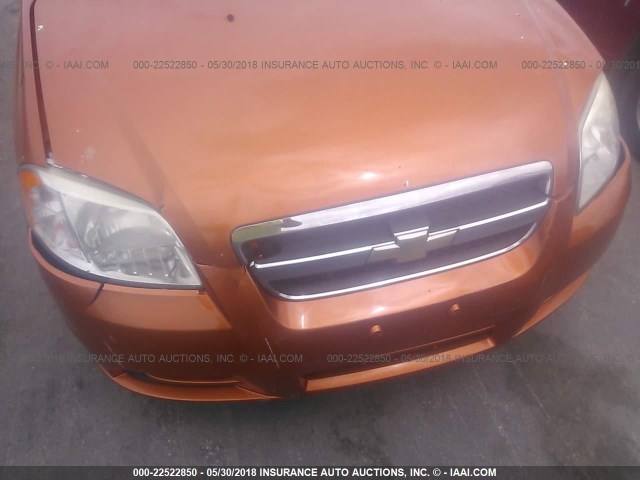 KL1TD56677B044013 - 2007 CHEVROLET AVEO LS ORANGE photo 6