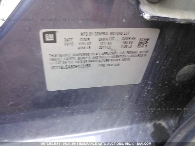 1G11B5SA8DF173150 - 2013 CHEVROLET MALIBU LS 蓝色 照片 9