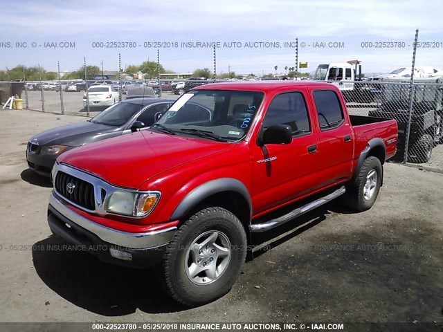 5TEGN92N42Z070715 - 2002 TOYOTA TACOMA DOUBLE CAB PRERUNNER RED photo 2