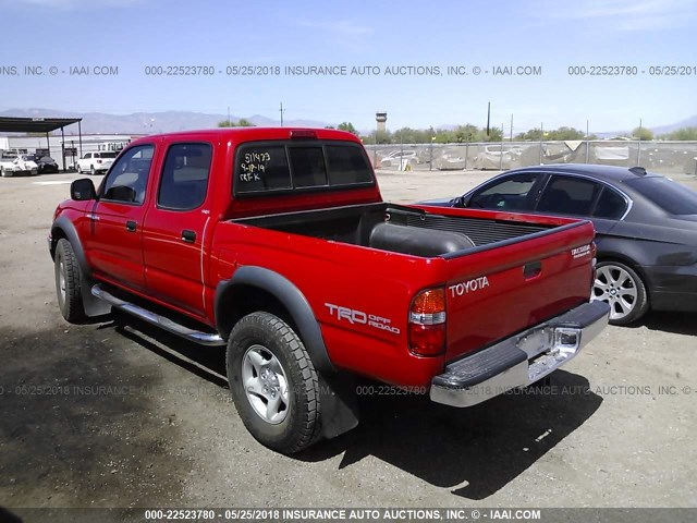 5TEGN92N42Z070715 - 2002 TOYOTA TACOMA DOUBLE CAB PRERUNNER RED photo 3