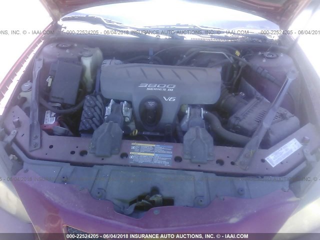 2G2WP522X51183537 - 2005 PONTIAC GRAND PRIX MAROON photo 10