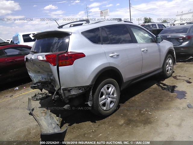 2T3BFREVXDW084202 - 2013 TOYOTA RAV4 LE SILVER photo 4