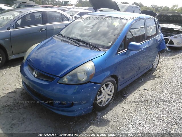 JHMGD37677S063947 - 2007 HONDA FIT S BLUE photo 2