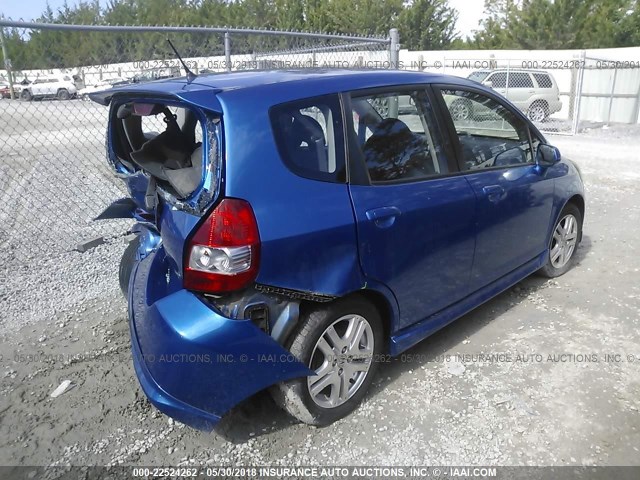 JHMGD37677S063947 - 2007 HONDA FIT S BLUE photo 4