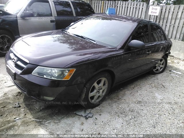 5NPEU46F96H115995 - 2006 HYUNDAI SONATA GLS/LX MAROON photo 2