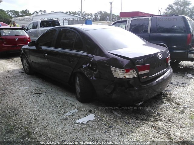 5NPEU46F96H115995 - 2006 HYUNDAI SONATA GLS/LX MAROON photo 3