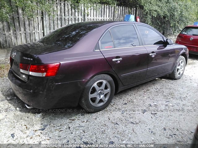 5NPEU46F96H115995 - 2006 HYUNDAI SONATA GLS/LX MAROON photo 4