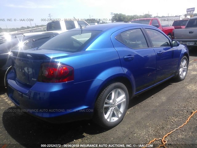 1C3CDZCB2EN181801 - 2014 DODGE AVENGER SXT BLUE photo 4