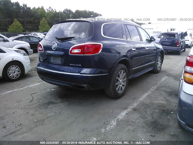 5GAKRBKD9FJ123326 - 2015 BUICK ENCLAVE BLUE photo 4