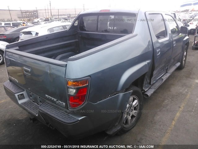 2HJYK164X7H542530 - 2007 HONDA RIDGELINE RTS BLUE photo 4