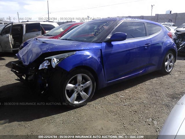 KMHTC6AD1CU080491 - 2012 HYUNDAI VELOSTER BLUE photo 2