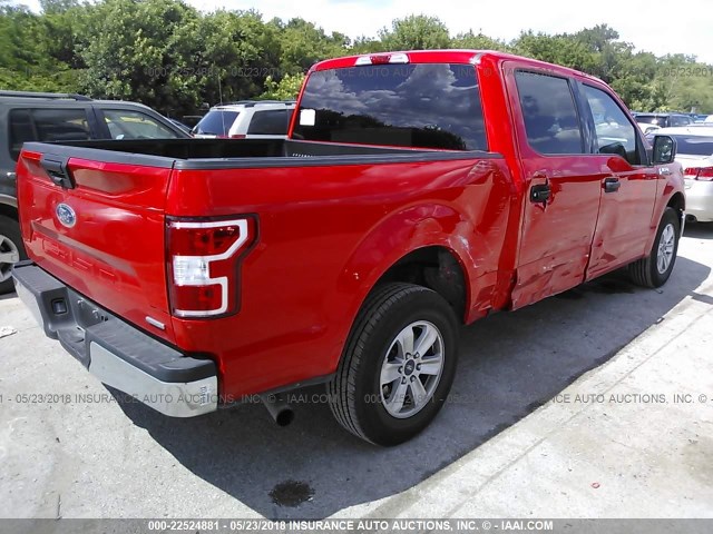 1FTEW1CG6JKC27900 - 2018 FORD F150 SUPERCREW RED photo 4