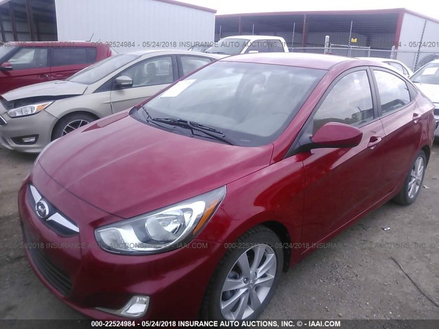 KMHCU4AE9DU391436 - 2013 HYUNDAI ACCENT GLS/SE RED photo 2