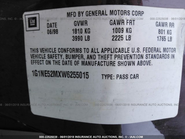 1G1NE52MXW6255015 - 1998 CHEVROLET MALIBU LS MAROON photo 9