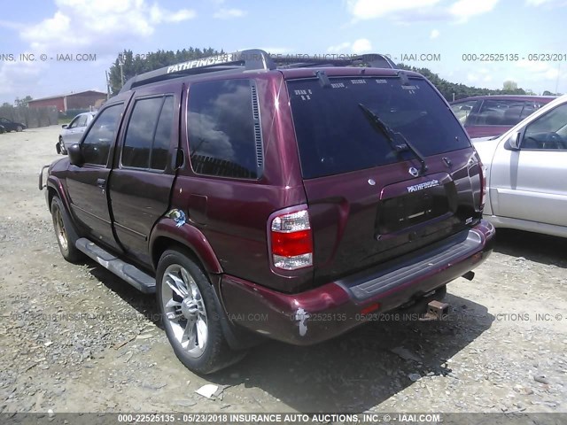 JN8DR09Y42W747038 - 2002 NISSAN PATHFINDER LE/SE BURGUNDY photo 3