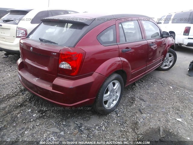 1B3HB48B07D529883 - 2007 DODGE CALIBER SXT RED photo 4