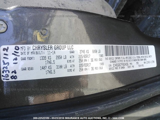 2C4RDGBG7FR634936 - 2015 DODGE GRAND CARAVAN SE GRAY photo 9