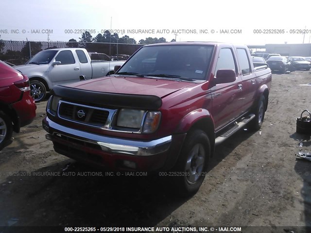 1N6ED27T7YC338749 - 2000 NISSAN FRONTIER CREW CAB XE/CREW CAB SE RED photo 2