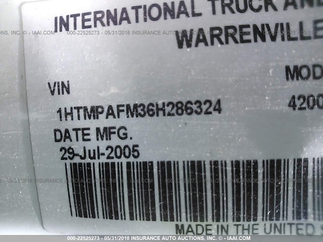 1HTMPAFM36H286324 - 2006 INTERNATIONAL 4200 4200 WHITE photo 10