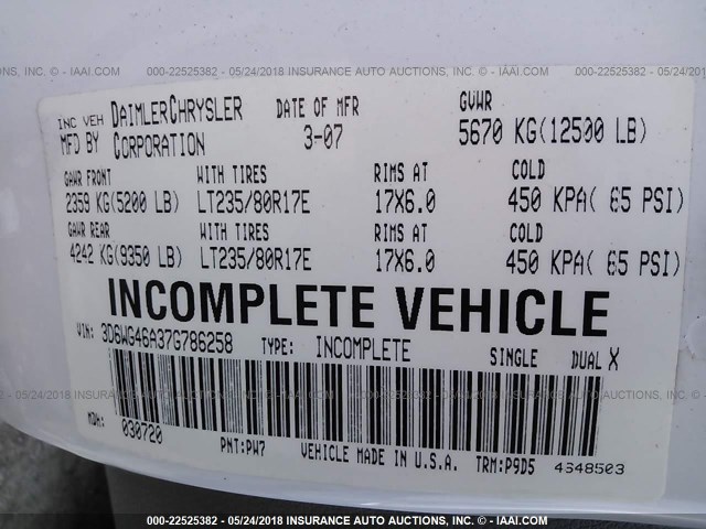 3D6WG46A37G786258 - 2007 DODGE RAM 3500 ST/SLT Unknown photo 10