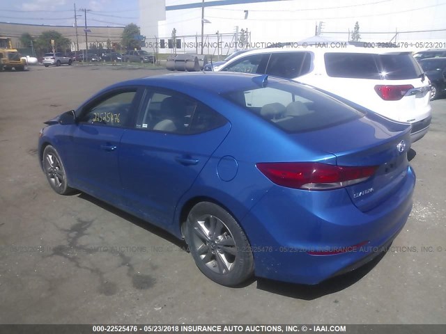 5NPD84LF5JH238593 - 2018 HYUNDAI ELANTRA SEL/VALUE/LIMITED BLUE photo 3