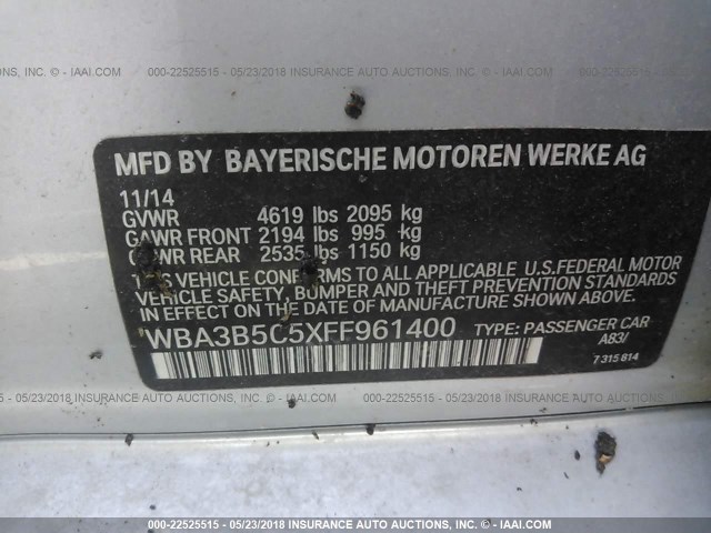 WBA3B5C5XFF961400 - 2015 BMW 328 XI SULEV SILVER photo 9