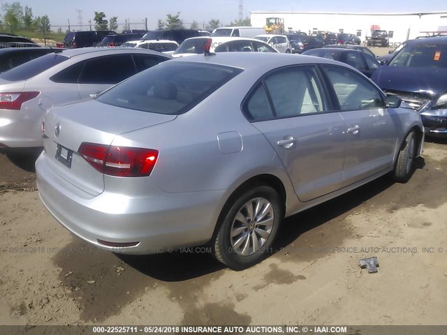 3VW1K7AJ3FM243755 - 2015 VOLKSWAGEN JETTA S ვერცხლისფერი ფოტო 4