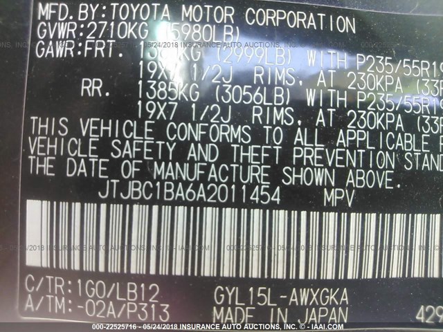 JTJBC1BA6A2011454 - 2010 LEXUS RX 450 GRAY photo 9