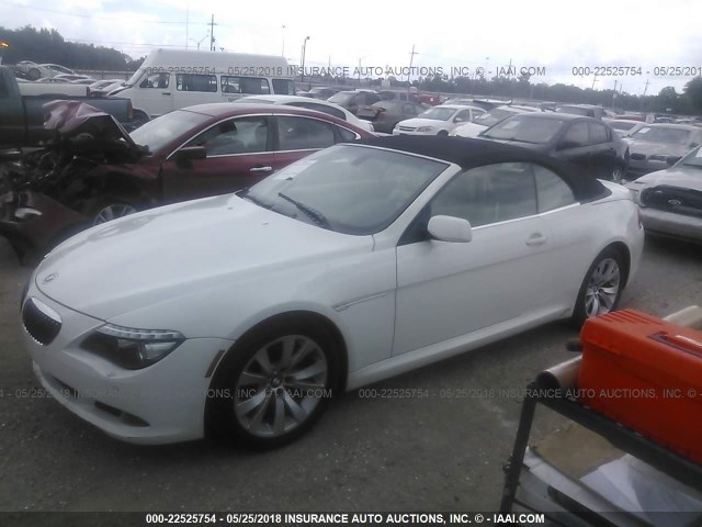 WBAEB53568CX63846 - 2008 BMW 650 I WHITE photo 2