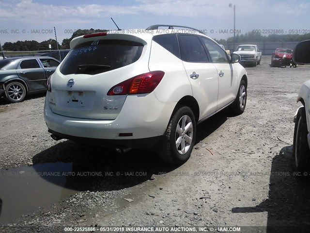 JN8AZ18W59W103440 - 2009 NISSAN MURANO S/SL/LE WHITE photo 4