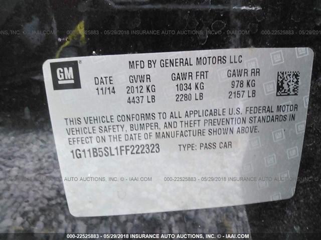 1G11B5SL1FF222323 - 2015 CHEVROLET MALIBU LS Qara foto 9