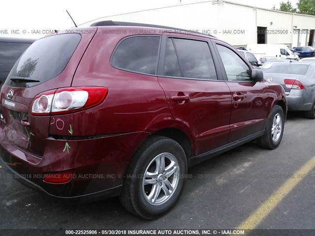 5XYZG3AB5CG125529 - 2012 HYUNDAI SANTA FE GLS RED photo 4