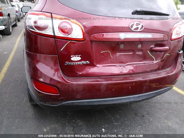 5XYZG3AB5CG125529 - 2012 HYUNDAI SANTA FE GLS RED photo 6