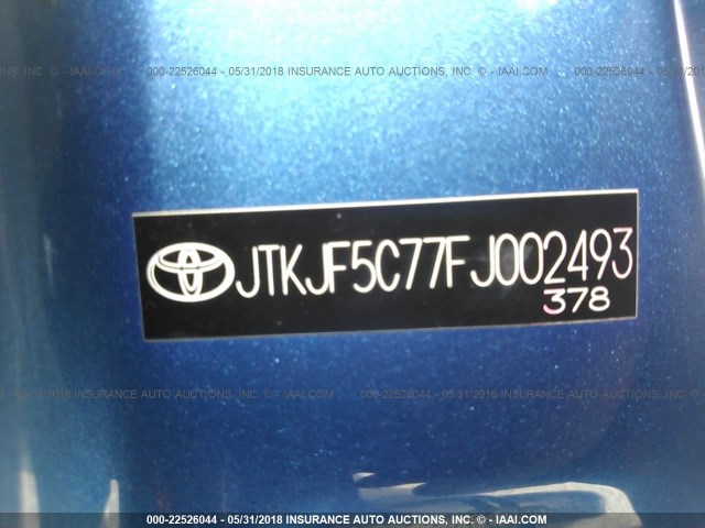 JTKJF5C77FJ002493 - 2015 TOYOTA SCION TC 蓝色 照片 9