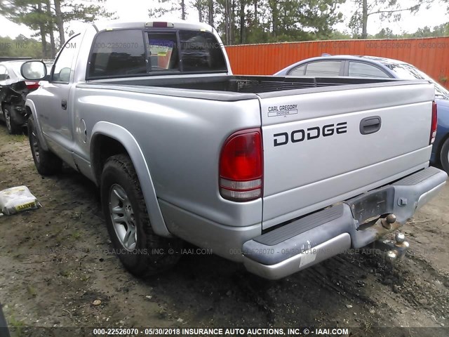 1B7FL36N92S507377 - 2002 DODGE DAKOTA SPORT/RT SILVER photo 3