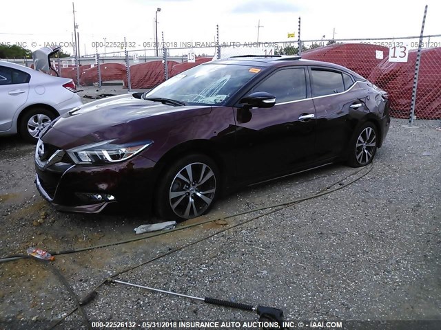 1N4AA6AP2HC385769 - 2017 NISSAN MAXIMA 3.5S/SV/SL/SR/PLAT MAROON photo 2