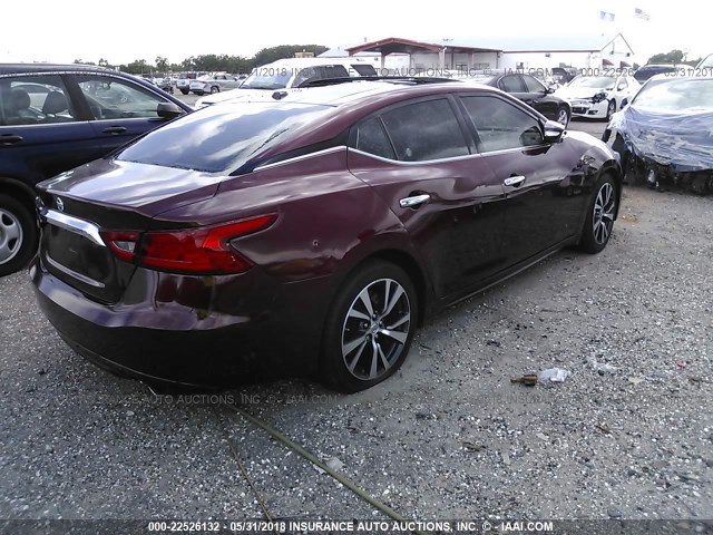 1N4AA6AP2HC385769 - 2017 NISSAN MAXIMA 3.5S/SV/SL/SR/PLAT MAROON photo 4