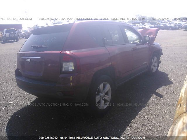 1C4NJDBB9ED728148 - 2014 JEEP COMPASS SPORT RED photo 4