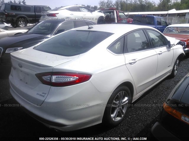 3FA6P0LU3GR157834 - 2016 FORD FUSION SE HYBRID WHITE photo 4